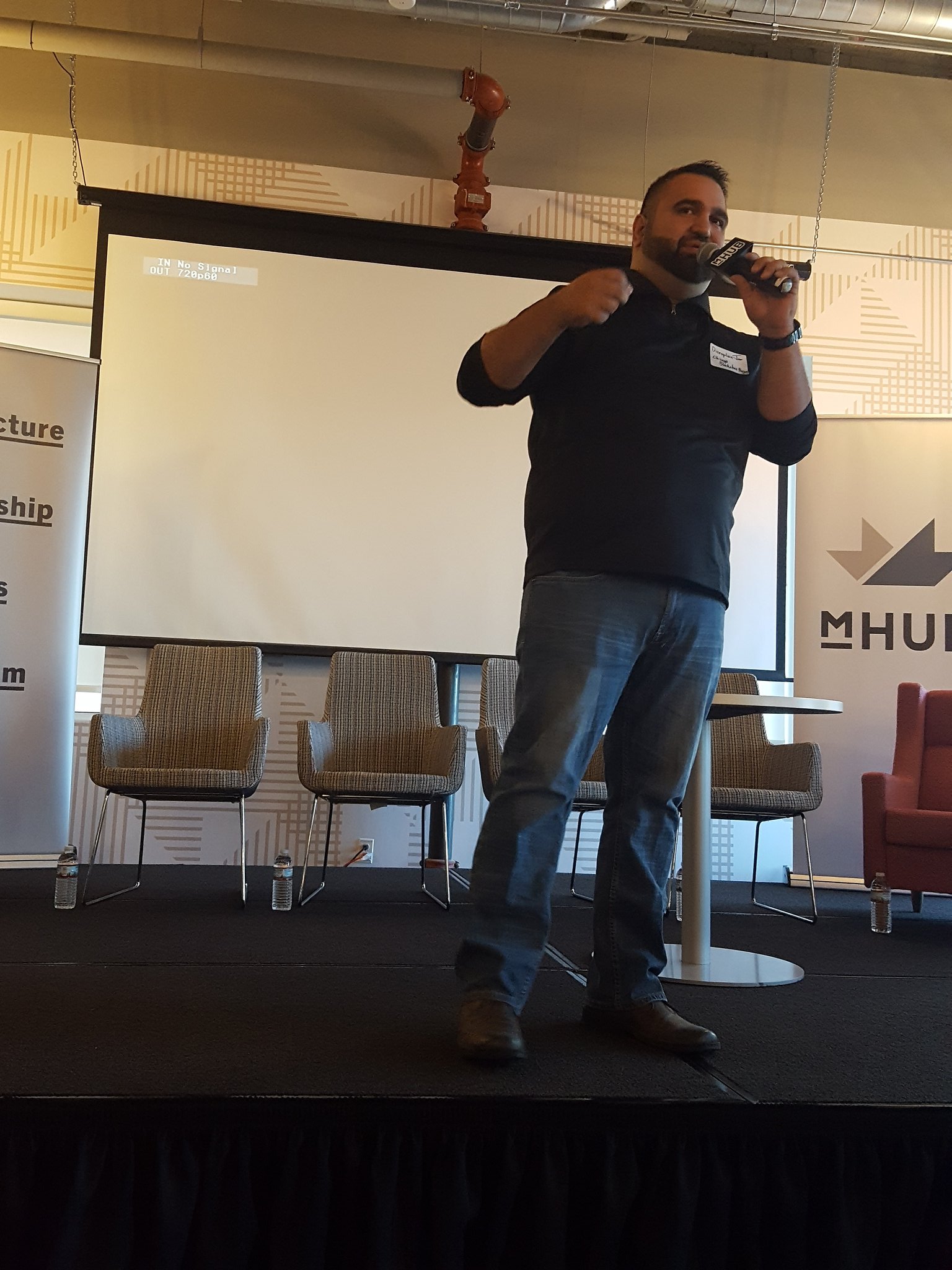 Joe Hernandez on stage at mHUB